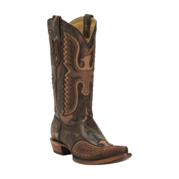 CORRAL BOOTS Men's Made In Mexico Leather Eagle Inlay And Embroidery Western Boo - Picture 1 of 2